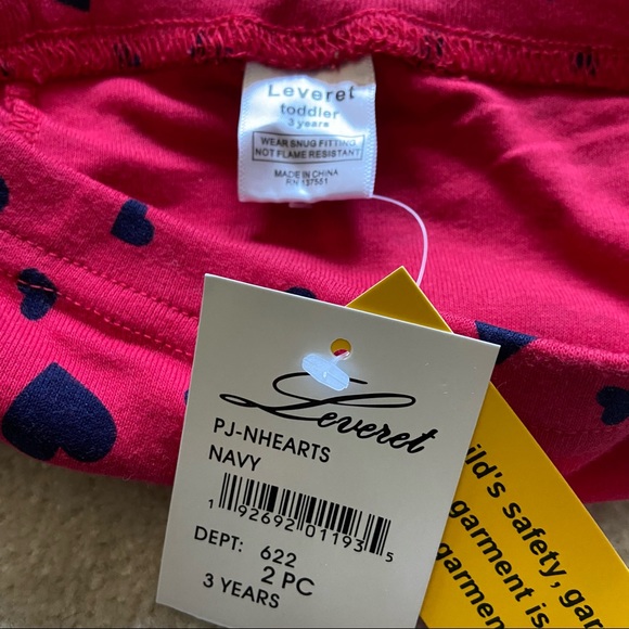 Leveret Red and Navy Toddler Pajamas - Picture 4 of 7